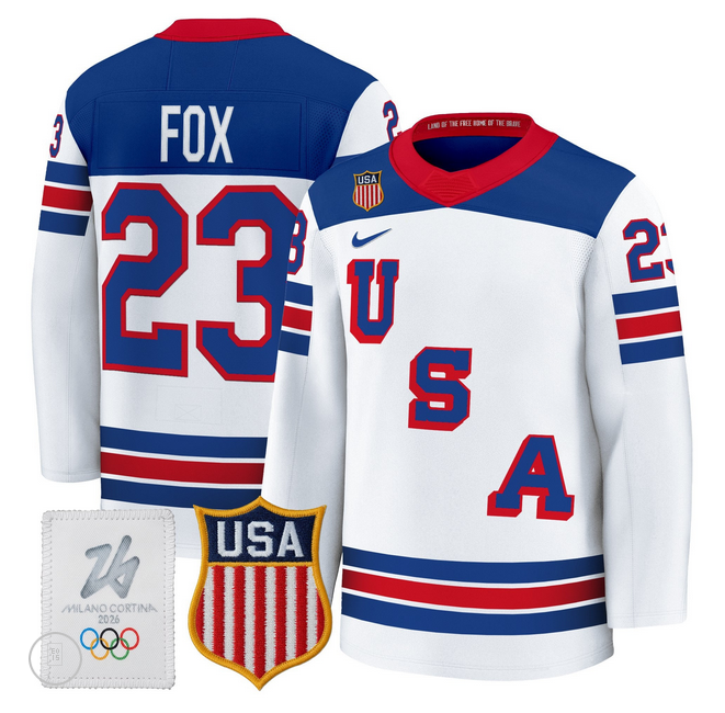 Men 2026 USA Olympic #23 Fox white NHL Jersey->more nhl jerseys->NHL Jersey